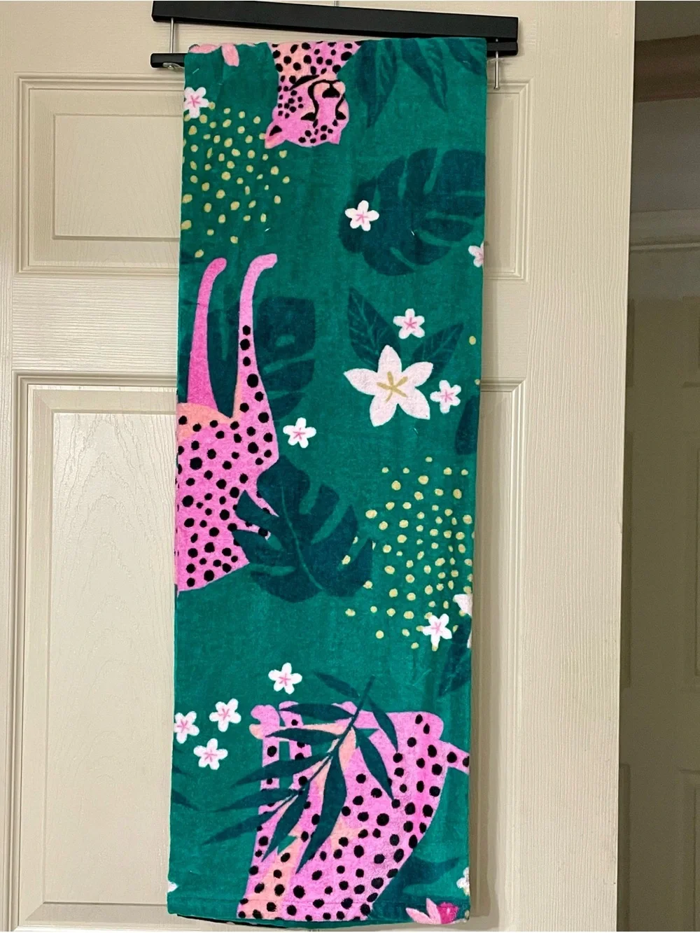 Juicy Couture Teal and Pink Leopard Beach Towel